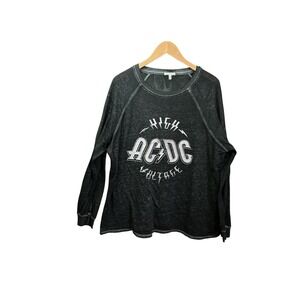 Maurices AC/DC High Voltage Graphic Sweatshirt Faded Black Burnout Womens 1X